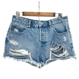 Banjara High Waisted Distressed Button Fly Cutoff Denim Jean Shorts